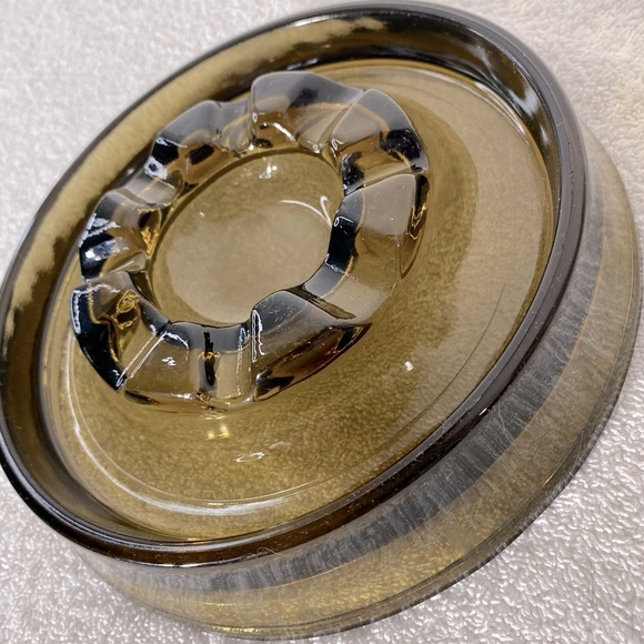 Vintage MCM Smoky Glass Ashtray Trinket Dish Glass Decor - Picture 8 of 14